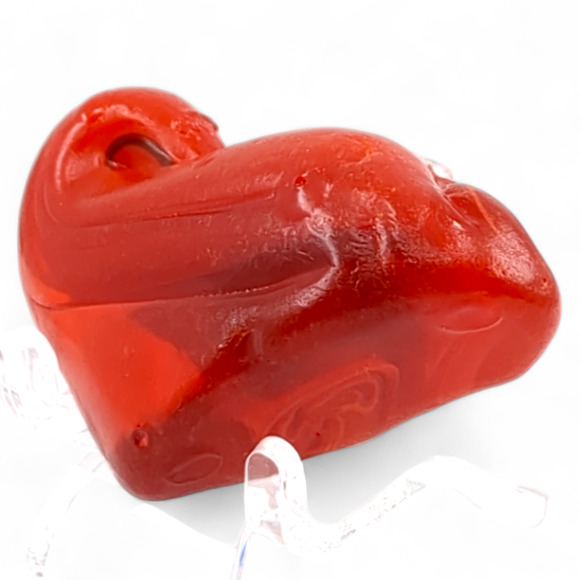 Red Swirl Art Glass Pocket Stone Tumbled Cullet Heart Stone Sorcerers Stone 4S91 - Picture 2 of 7